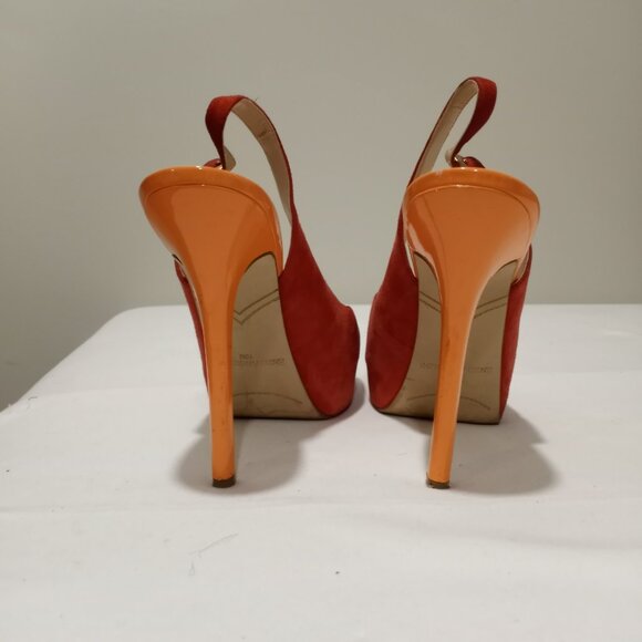 ENZO ANGIOLINI PLATFORM PUMPS IN TWO TONE ORANGE SUEDE WOMENS SIZE 10M - Picture 8 of 10